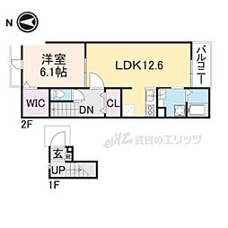 プリートカーサ 1LDKの間取図画像