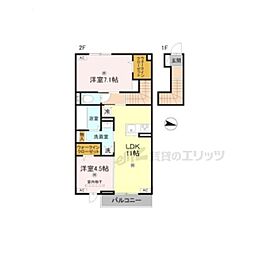 ブリスコート永慶寺 2LDKの間取図画像