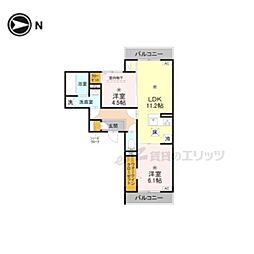 RETOLIA大和小泉 2LDKの間取図画像