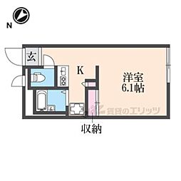 レオパレス茶園場 2階1Kの間取り
