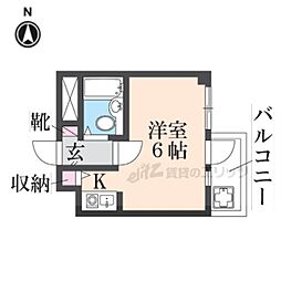 シティホームズ奈良女子大前 4階ワンルームの間取り