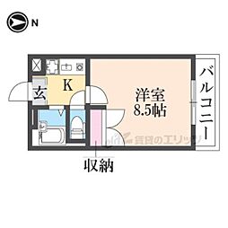 JR桜井線 京終駅 徒歩7分の賃貸アパート 1階1Kの間取り