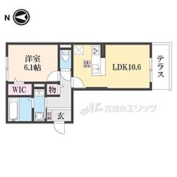 エスタールオーデン 1階1LDKの間取り