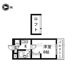 シティパレスあやめ池Ｐ3 2階1Kの間取り