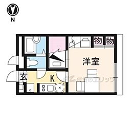 近鉄奈良線 菖蒲池駅 徒歩11分の賃貸アパート 2階1Kの間取り