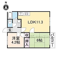 メゾン・ド・グランデュール 1階2LDKの間取り