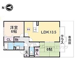 グリーンヴィレッジあい　Ｂ棟 1階2LDKの間取り