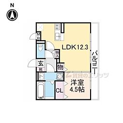JR関西本線 奈良駅 徒歩7分の賃貸アパート 3階1LDKの間取り