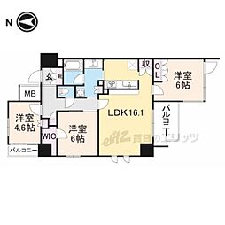 シエリア大和西大寺 8階3LDKの間取り