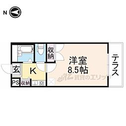 JR桜井線 京終駅 徒歩18分の賃貸アパート 1階1Kの間取り