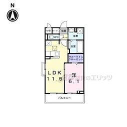アルティザン九条 1階1LDKの間取り