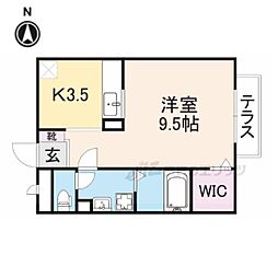 近鉄天理線 前栽駅 徒歩18分の賃貸アパート 1階ワンルームの間取り
