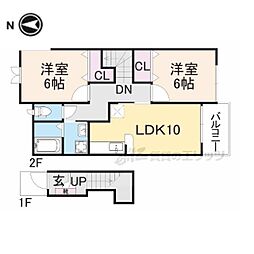 ブリーゼ・Ｆ 2階2LDKの間取り