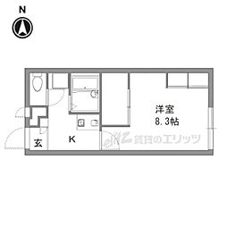 レオパレス萩ケ丘 1階1Kの間取り