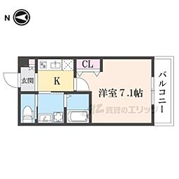 ＵＮＩ　ＦＬＡＴ　奈良法蓮町 2階1Kの間取り