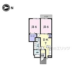 メゾンリィ・エール 1階2DKの間取り