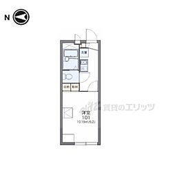 近鉄奈良線 新大宮駅 徒歩19分の賃貸アパート 2階1Kの間取り