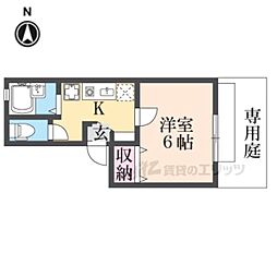 近鉄奈良線 新大宮駅 徒歩12分の賃貸アパート 1階1Kの間取り