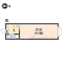 近鉄奈良線 新大宮駅 徒歩5分の賃貸マンション 3階1Kの間取り