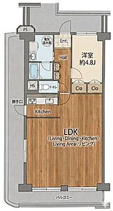 間取り:広々としたリビングに2面面したバルコニーの為、開放感があり、とても明るいです♪ 間取り:広々としたリビングに2面面したバルコニーの為、開放感があり、とても明るいです♪