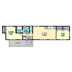 JR予讃線 丸亀駅 徒歩12分の賃貸一戸建て 1階2LDKの間取り