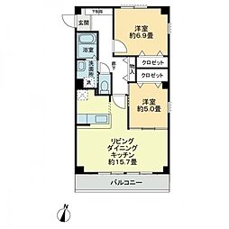 ピュアタウンエンジェル 2階2LDKの間取り