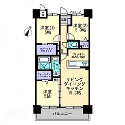 アルファスマート丸亀城西II 9階3LDKの間取り