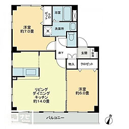 フォブール世俵B 2LDKの間取図画像