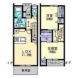 メゾンソルーレ 2LDKの間取図画像