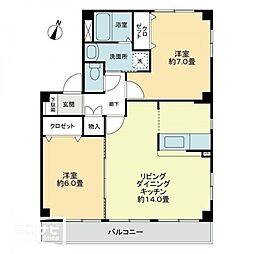 フォブール世俵B 2LDKの間取図画像