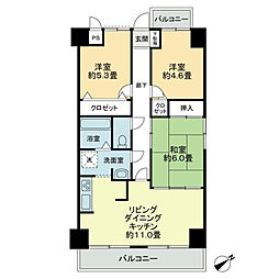 エスポワール辻 6階3LDKの間取り
