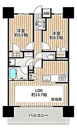 オープンレジデンシアナゴヤドーム前矢田 2LDKの間取図画像