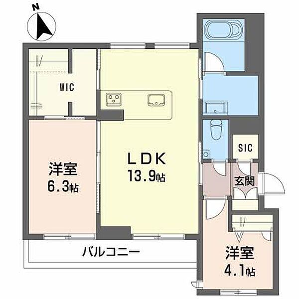 熊本県熊本市中央区帯山4丁目(賃貸マンション2LDK・2階・64.26㎡)の写真 その2