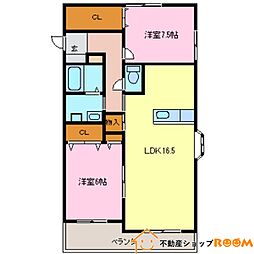 プレステージ1 2LDKの間取図画像
