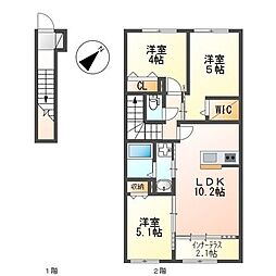 マリヤージュ 2階3LDKの間取り