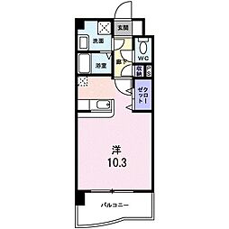 フォーウィルズコート 5階1Kの間取り