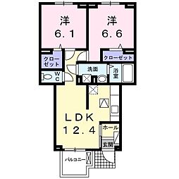 レイクサイド　Teru 1階2LDKの間取り