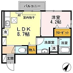 セジュール合川南 1LDKの間取図画像