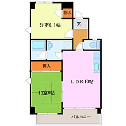 コンフォールメゾン 4階2LDKの間取り