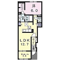 エアリーガーデンI 1階1LDKの間取り
