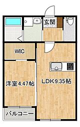 BRAVE BASE 本庄 1階1LDKの間取り