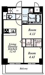 Mys Casetta Kurume(ミースカセッタ久留米) 2LDKの間取図画像