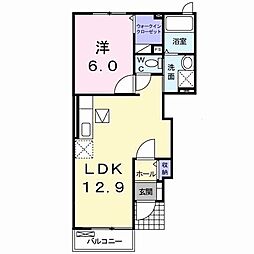 グラース 1LDKの間取図画像