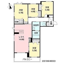 MAST東櫛原B 4LDKの間取図画像