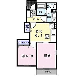 リーブメゾンY・A 2DKの間取図画像