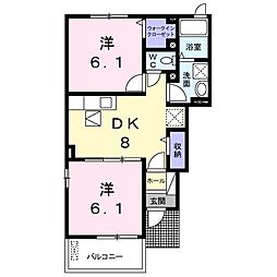 アヴニールベルI 2DKの間取図画像