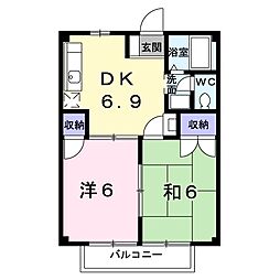 フォレスト中嶋A 2DKの間取図画像