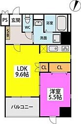 J-PLACE久留米 1LDKの間取図画像