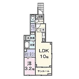 ファミリア長門石 1LDKの間取図画像