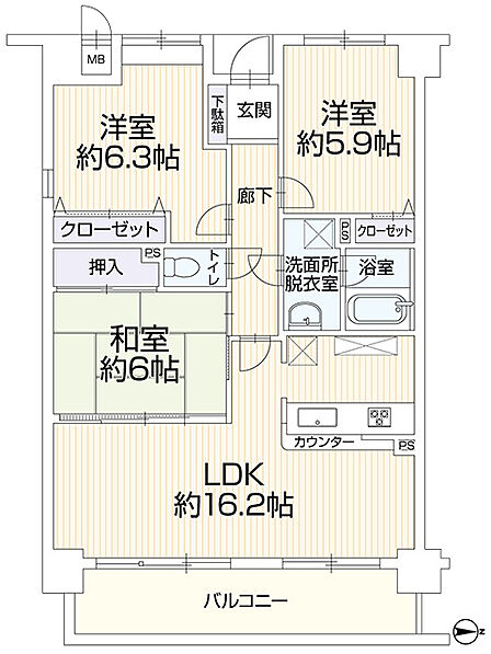 3LDK 間取り